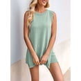 thumbnail image 6 of Jaimenalin Women'S Summer Sleeveless Casual Sweater Fit Tunic Tops and Shorts 2 Piece Beach Vacation Outfits Lake Green M, 6 of 8