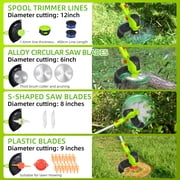 Paddsun Weed Eaters, Electric Cordless Weed Wacker 24V String Trimmer with 8 inch Blades Electric Weed Eater