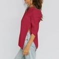 thumbnail image 6 of Womens Plus Size Tops Elbow-Length Dressy Blouses Crew Neck Side Slit Casual Loose Tunic Tops Summer Shirts S-2XL, 6 of 10