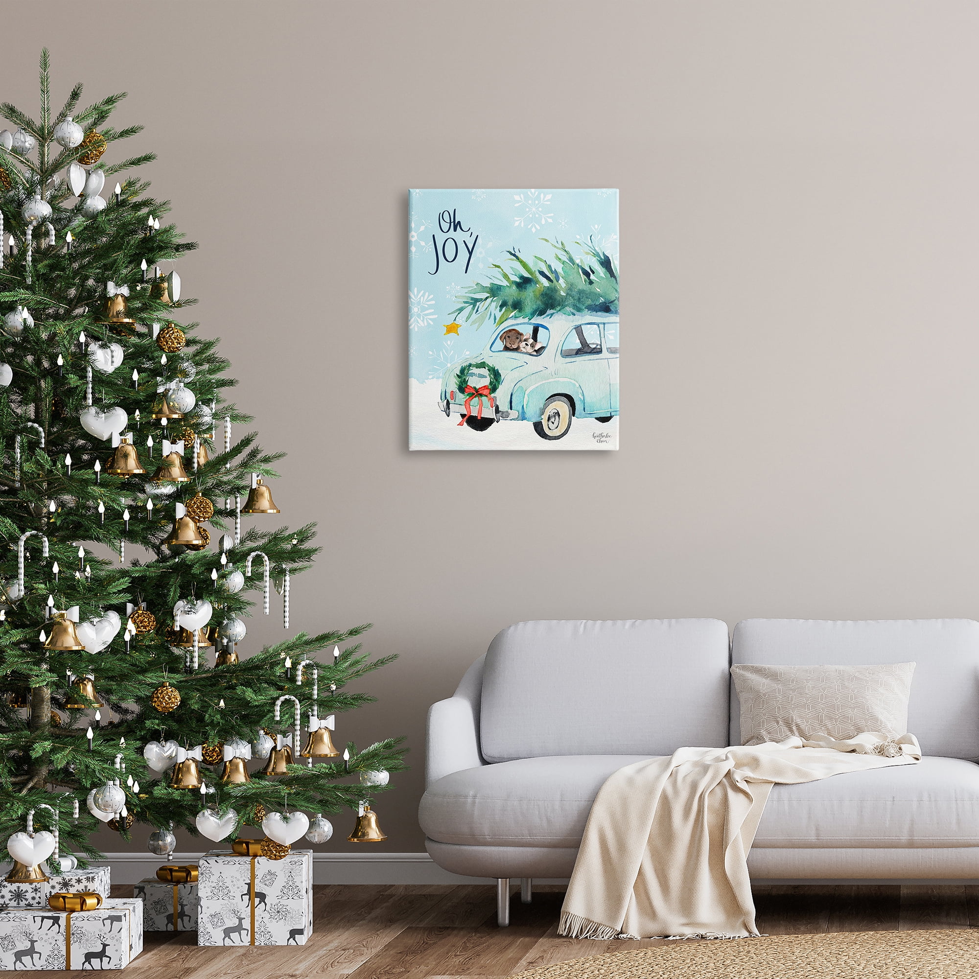 Stupell Industries Oh Joy Endearing Winter Calligraphy Puppies Scene Graphic Art Gallery Wrapped Canvas Print Wall Art, Design by Heatherlee Chan