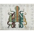 thumbnail image 2 of Fab Funky 24x20 Gold Ornate Wood Framed with Double Matting Museum Art Print Titled - Distressed Wood Style Octopus 1, 2 of 4