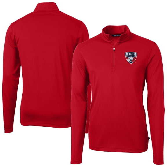 Men's Cutter & Buck Red FC Dallas DryTec Virtue Eco Pique Recycled Quarter-Zip Pullover