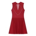 thumbnail image 3 of Aislor Women Glitter Rhinestone Figure Skating Dress Sleeveless Ballet Leotard Dance Outfits Burgundy XXL, 3 of 7