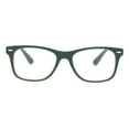 thumbnail image 2 of Matte Rubberized Hipster Horn Rim Spring Hinge Reading Glasses Green +2.0, 2 of 3