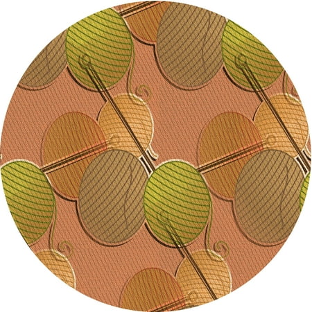 

Ahgly Company Indoor Round Patterned Mahogany Brown Area Rugs 5 Round