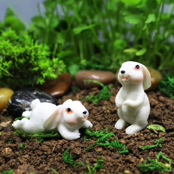 Leaveforme Bunny Statues Garden Decor, Fairy Garden Accessories, Miniature Figurines Patio Yard Art Sculpture Lawn Ornament Outdoor and Home Decoration Collections Gift (Bunny Statue)
