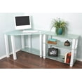 thumbnail image 2 of RTA Home & Office CT-01302W Frosted Tempered Glass Gloss White Corner Computer Desk with Right Extention Table, 2 of 2