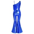 thumbnail image 4 of vastwit Girls Flared Jumpsuit Disco Performance Shiny Bodysuit Bell Bottom Pants Fringed Funky Dance Unitards Royal Blue 14, 4 of 6