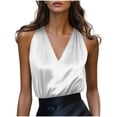 thumbnail image 2 of Pounoo Womens Satin Tank Tops V Neck Camisole Sleeveless Blouses Dressy Casual Business Summer Basic Tank Shirt Gift, 2 of 5