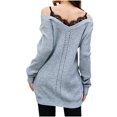 thumbnail image 7 of JINMGG V Neck Sweaters for Women Fall Winter Clearance,Women's Fashion Long Sleeves V-Neck Loose Pullover Tops Blouse Knitted Sweater, 7 of 7