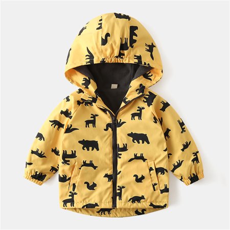 

2-6 T Toddler Boys Windbreaker Jacket with Hood Kids Girls Boys Warm Fleece Coats Jacket Outerwear Zoo 6 Years