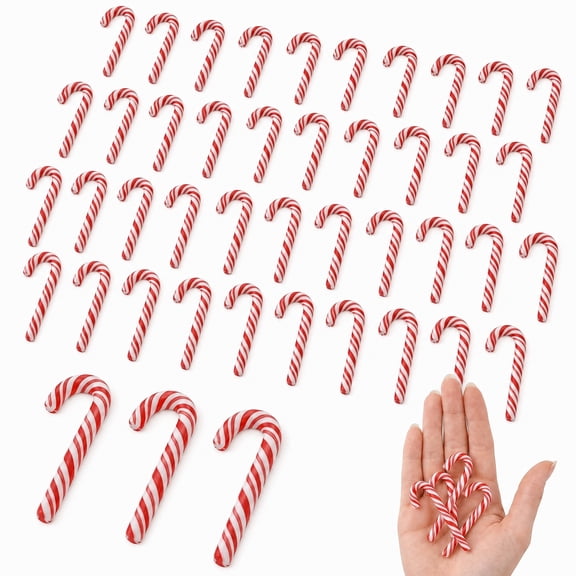 Lsupdaol Mini Candy Cane Ornaments Polymer Clay Christmas Red and White Craft 60 Count 1.18 x 0.47 Inch