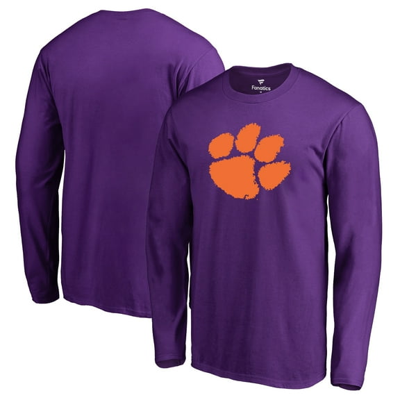 Men's Purple Clemson Tigers Primary Logo Long Sleeve T-Shirt