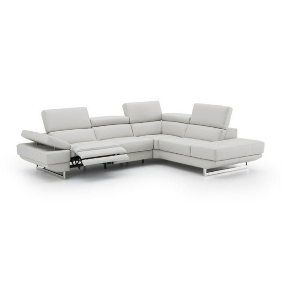 J & M Furniture 19922-RHFC 117 x 93 x 41 x 29.5-38.5 in. Annalaise Right Hand Facing Chaise Silver & Grey