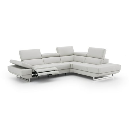 J & M Furniture 19922-RHFC 117 x 93 x 41 x 29.5-38.5 in. Annalaise Right Hand Facing Chaise Silver & Grey