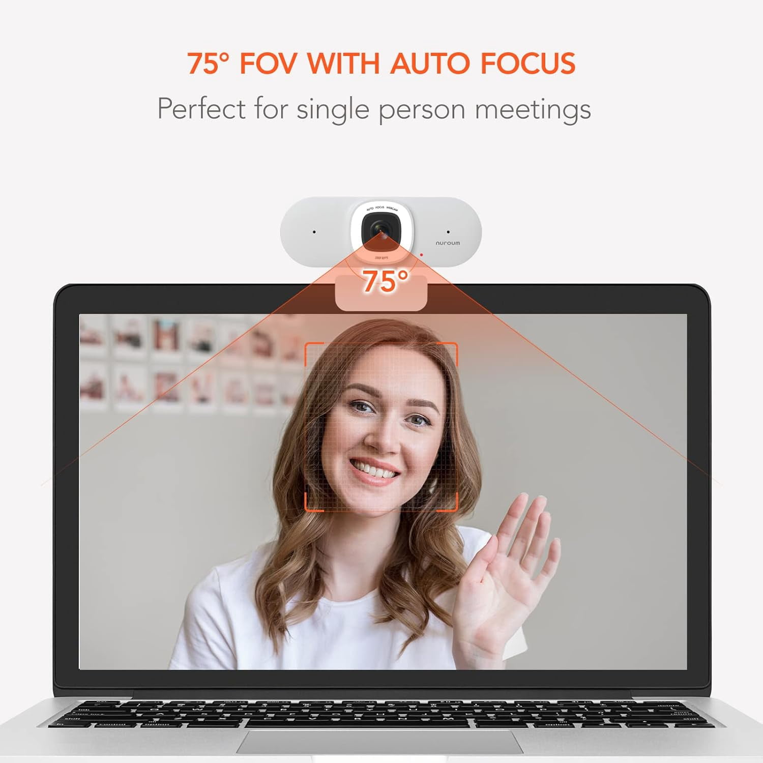 Nuroum V15-AFL 2K Webcam for Streaming, 1080p 60FPS AutoFocus Web Camera with Adjustable Fill Light and Privacy Cover, 75°FOV Dual Microphone USB FHD Computer Camera, Plug and Play
