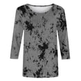 thumbnail image 4 of Qulqfy Womens Tops Cotton 3/4 Sleeve Fall Plus Size Tie Dye Raglan Gray Casual Dressy Scoop Neck Tshirts M, 4 of 5