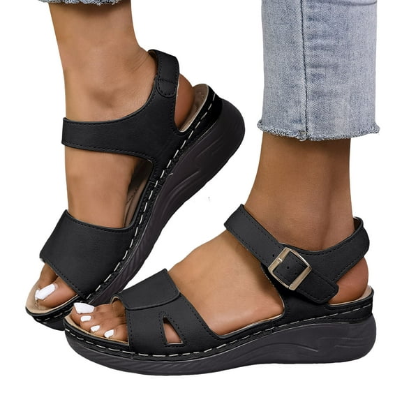 Platform Wedge Sandals for Women 2025 Comfortable Leather Open Toe Orthopedic Walking Work Summer Shoes
