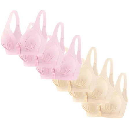 Jamicy Soft Bras for Women 6pc Push-Up Nursing Bra Breastfeeding Open Button Bra Thin Seamless Underwear Everyday Bra for Women