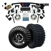 Hardcore Parts 4" Spindle Extension Lift Kit for Club Car DS (1982-2010) Golf Cart with 10" Machined/Black 'Lancer' Wheels and 22"x11"-10 DOT rated All-Terrain tires