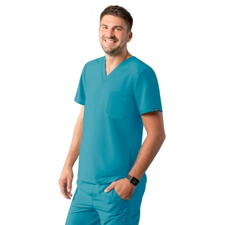 

Adar Addition Scrubs For Men - Modern Multi Pocket V-Neck Scrub Top
