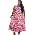 thumbnail image 2 of Pink Plus Size Floral Print Babydoll Maxi Dress, 2 of 4