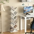 thumbnail image 4 of LELELINKY 10-tier Tree Bookshelf, Floor Standing Wood Bookshelf for Narrow Space Storage Organizer Bookshelves for Books/CDs/Magazine, Storage Shelf, White, 4 of 8