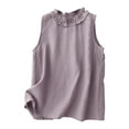 thumbnail image 2 of DAFPZW Women's Linen Tank Tops Casual Comfy Sleeveless Waistcoat Summer Basic T Shirts Vintage Tee Tops, 2 of 6