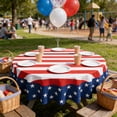 thumbnail image 6 of HCBY Patriotic Tablecloth, 59.06in Round Independence Day Tablecloth, Oil Resistant Stain Resistant Table Cover, 4th of July Party Decor Tablecloth, 6 of 6