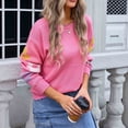 thumbnail image 4 of PuLe Sweaters for Women Sweaters for Women Casual Crewneck Long Sleeve Floral Print Cable Knit Pullover Sweater Tops, 4 of 9