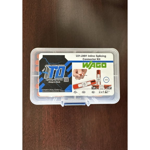 WAGO 221-2401 Lever Nuts Inline Splicing Connectors with Case 12pc