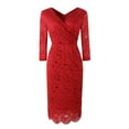 thumbnail image 2 of Fesfesfes Women V-Neck Solid Vintage Elegant Midi Evening Dress 3/4 Sleeves Dress, 2 of 8