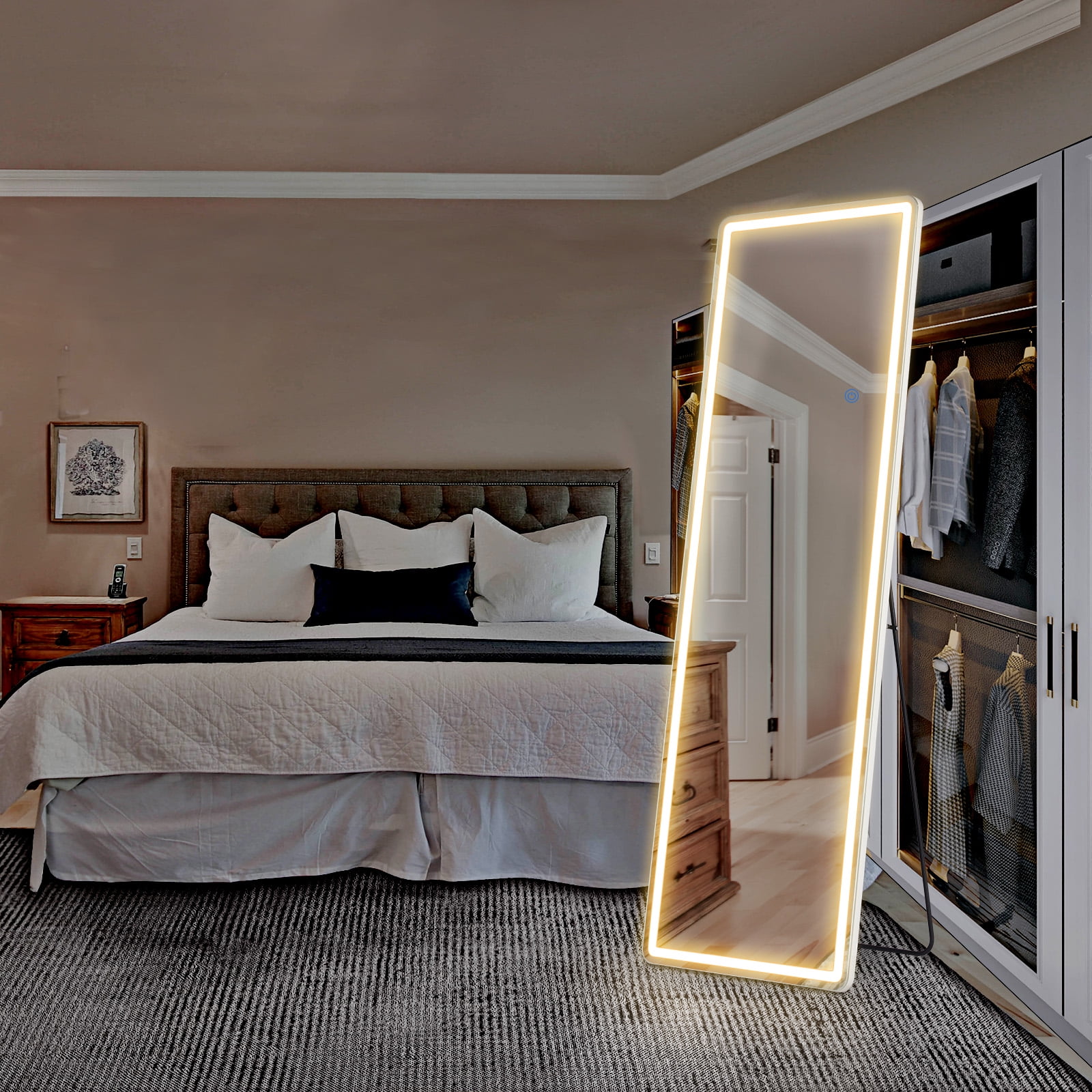 MAYEERTY 64"x21" LED Full Length Mirror Wall Mounted LED Mirror, Sliver