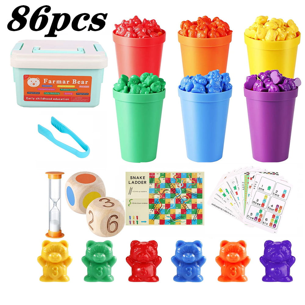 36 Counting Bears with 6 Cups Educational Child Developement Family Fun HOT!! 