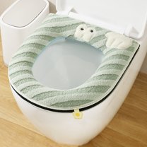 YgkuHd Toilet Seat Covers for Bathroom, Thickened Universal Toilet Seat Cushion Sitting Toilet Cover Warm Version Washable Toilet Seat Cushion Household Toilet Collar (Green)