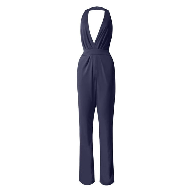 TSADFHJI Lace Skirt Slip Solid Color Jumpsuit Straight Pants Simple and Exquisite Design L Dark Blue