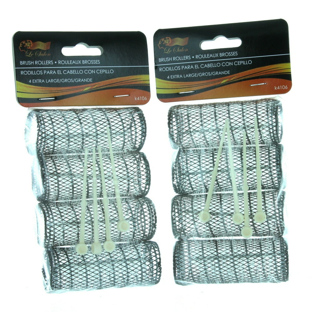 Extra Large Brush Rollers With Pins Lot of 8 Jumbo Curlers Bristles