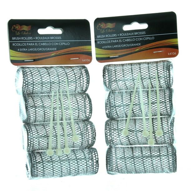 Extra Large Brush Rollers With Pins Lot of 8 Jumbo Curlers Bristles