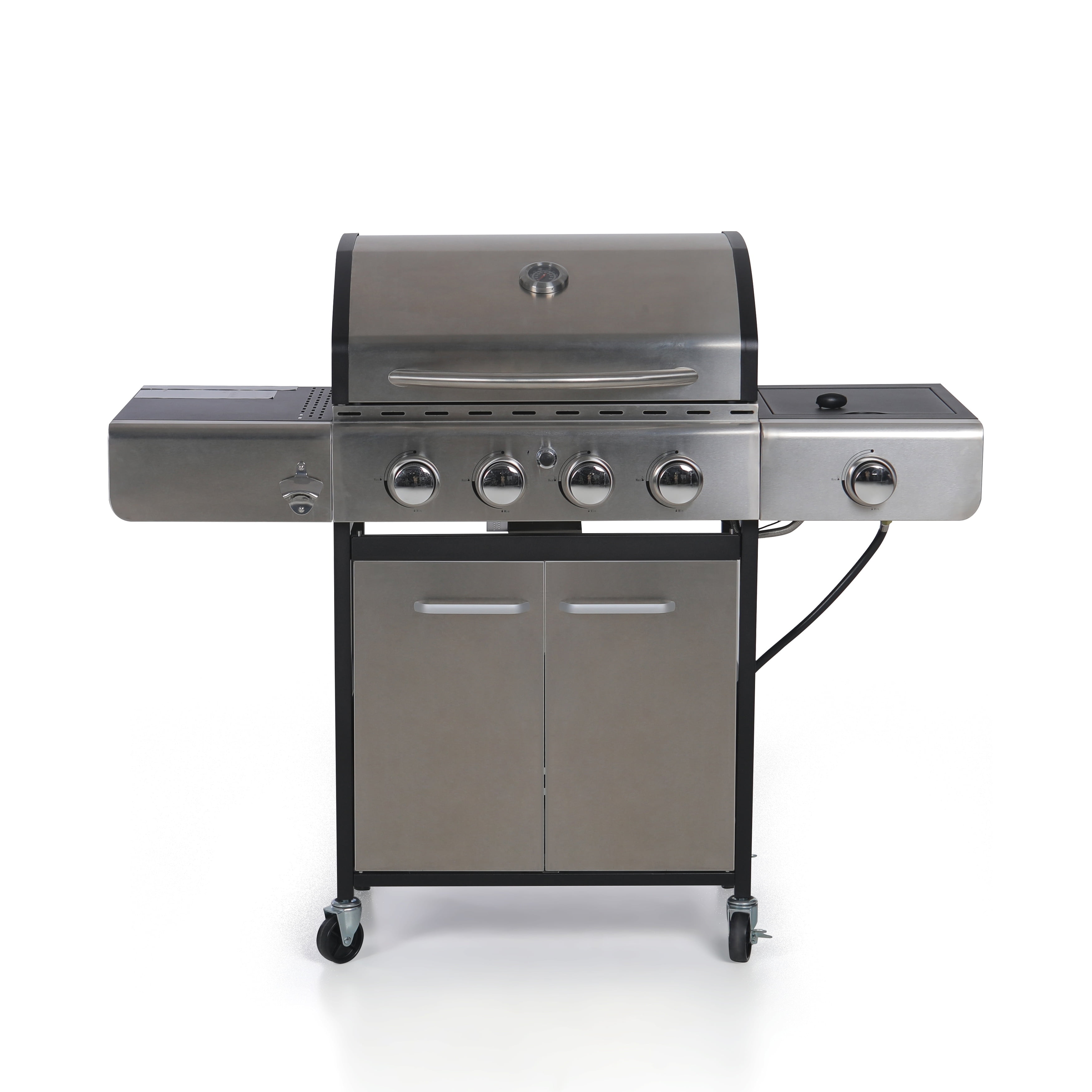 Kitchen Academy Propane Gas Grill in Stainless Steel with Electronic Ignition Controls Side Burner Walmart