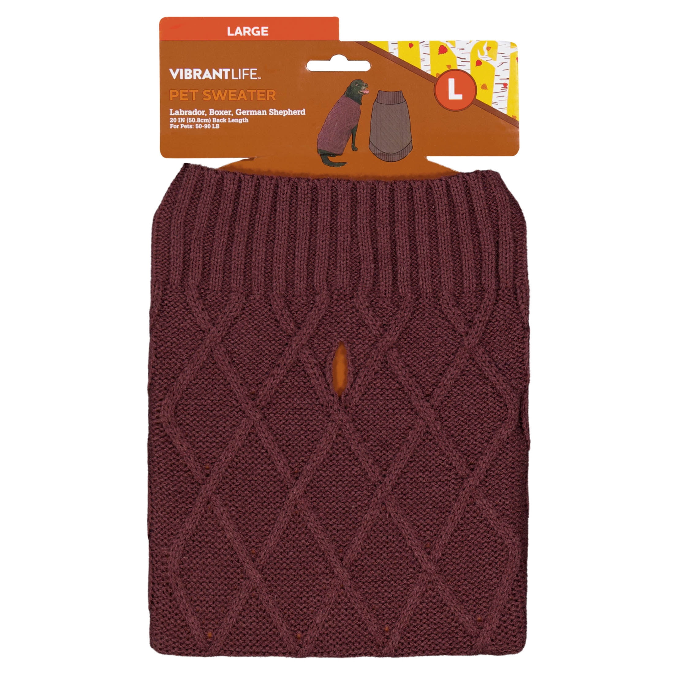 Vibrant Life Cable Knit Sweater for Dogs, Plum, L