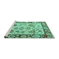 thumbnail image 2 of Ahgly Company Machine Washable Indoor Round Abstract Turquoise Blue Modern Area Rugs, 4' Round, 2 of 4