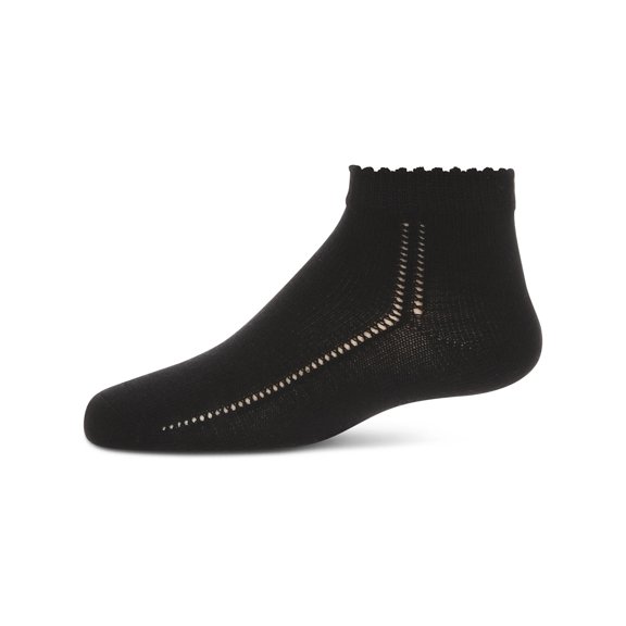 MeMoi Girls Open-Work Cotton-Rich Lettuce-Edge Ankle Sock - Girls - Female, 8, Winter White