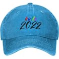 thumbnail image 2 of Hello 2022 Slogan Cowboy Hats Unisex Adjustable Baseball Caps Blue, 2 of 8