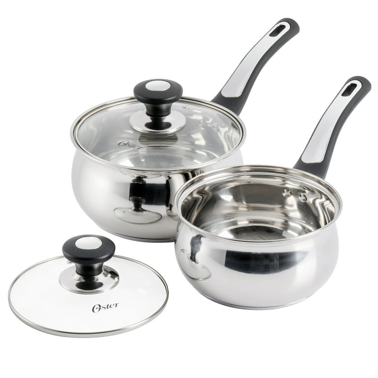 Oster Rametto 8 Piece Stainless Steel Kitchen Cookware Set with Glass Lids  in 2023