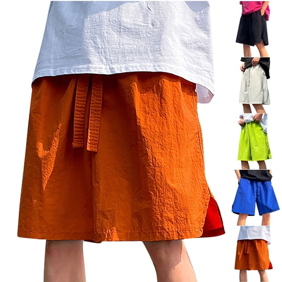 cllios Big and Tall Shorts for Men Drawstring Loose Fit Solid Color Workout Shorts Elastic Waist Straight Leg Summer Casual Beach Shorts with Pocket