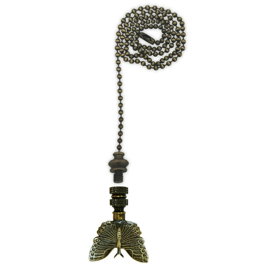 Royal Designs Fan Pull Chain with Monarch Butterfly Finial – Antique Brass