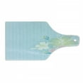 thumbnail image 1 of Flower Cutting Board, Bouquet of Hibiscus Flowers on Vertical Striped Background Soft Color Print, Tempered Glass Cutting and Serving Board, Wine Bottle Shape, Pale Blue Pale Pink, by Ambesonne, 1 of 1