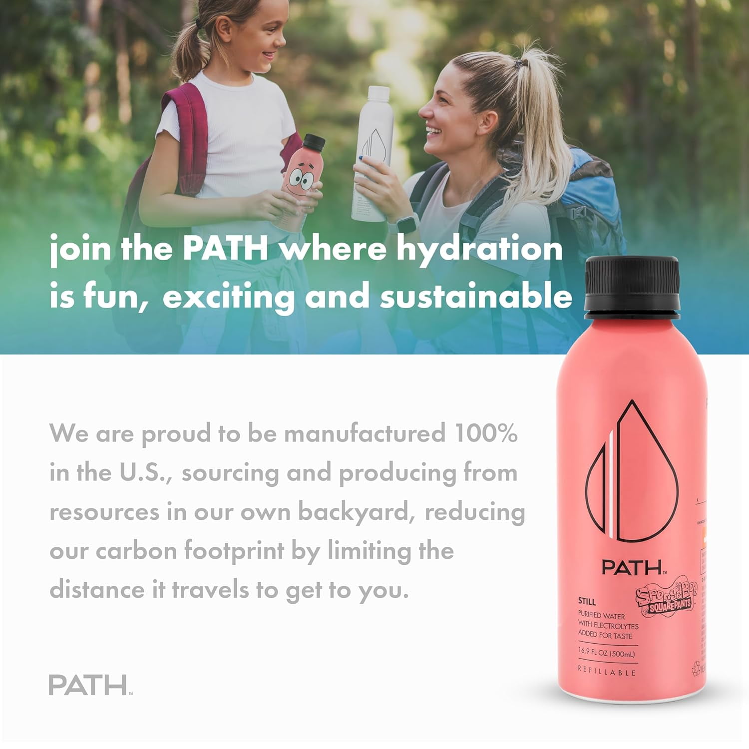 PATH Water Ultra-Purified Still Water, 16.9 fl oz, 12 pack Aluminum Bottles, Limited Edition Patrick Star