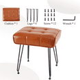 thumbnail image 6 of Ebenchico Faux Leather Upholstered Vanity Stool with 4 Metal Legs PU Footstools for Makeup Bedroom Entryway, Whiskey Brown, 6 of 13