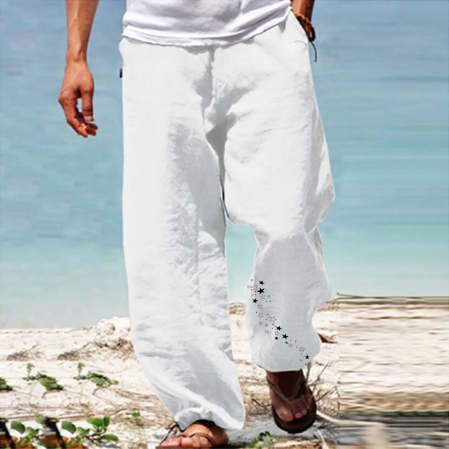 Pantalones largos de verano para hombre, informales, a la moda, con estampado 3D, cintura elástica, rectos
